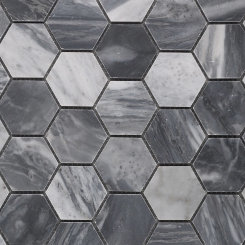 Bardiglio Hexagon Honed Marble Mosaic Tile