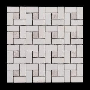 Windmill New Elba And Grey Dot Honed Marble Mosaic Tile 48x28
