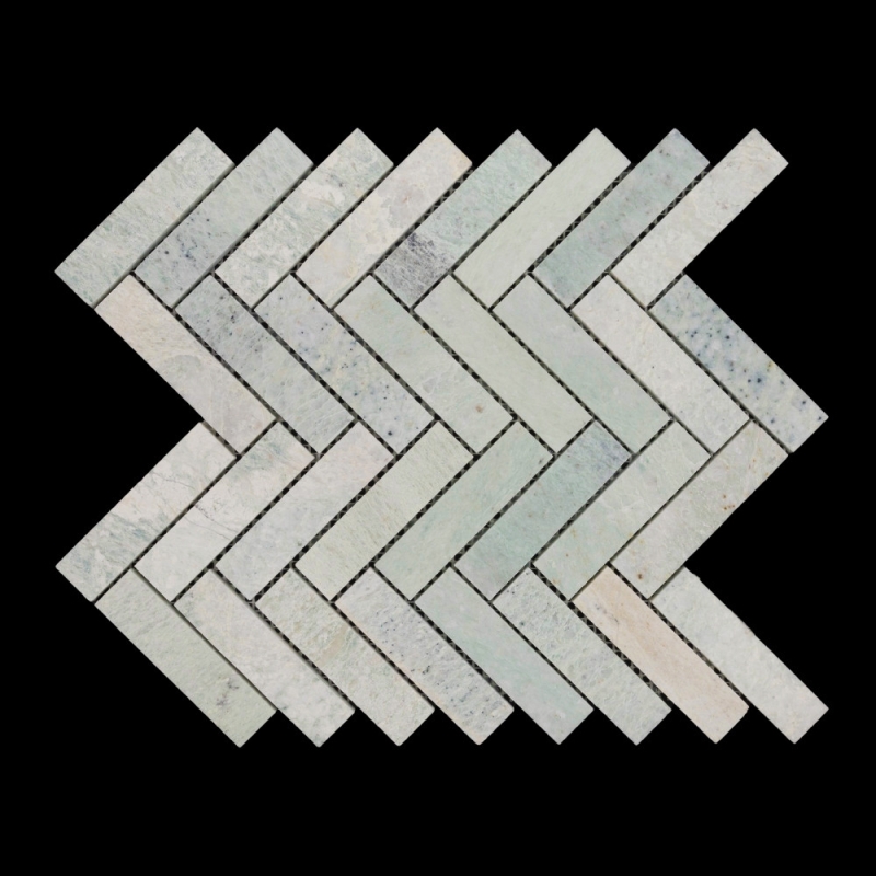 Green Celeste Herringbone Honed Marble Mosaic Tile 98x25