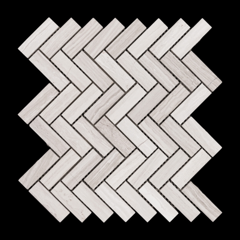 Serpeggiante Veincut Herringbone Honed Limestone Mosaic Tile 64x20