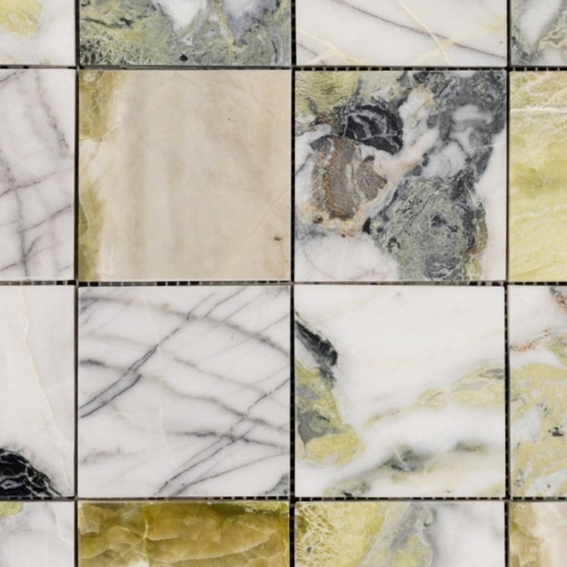 Ice Green Honed Square Sheeted Marble Mosaic Tile
