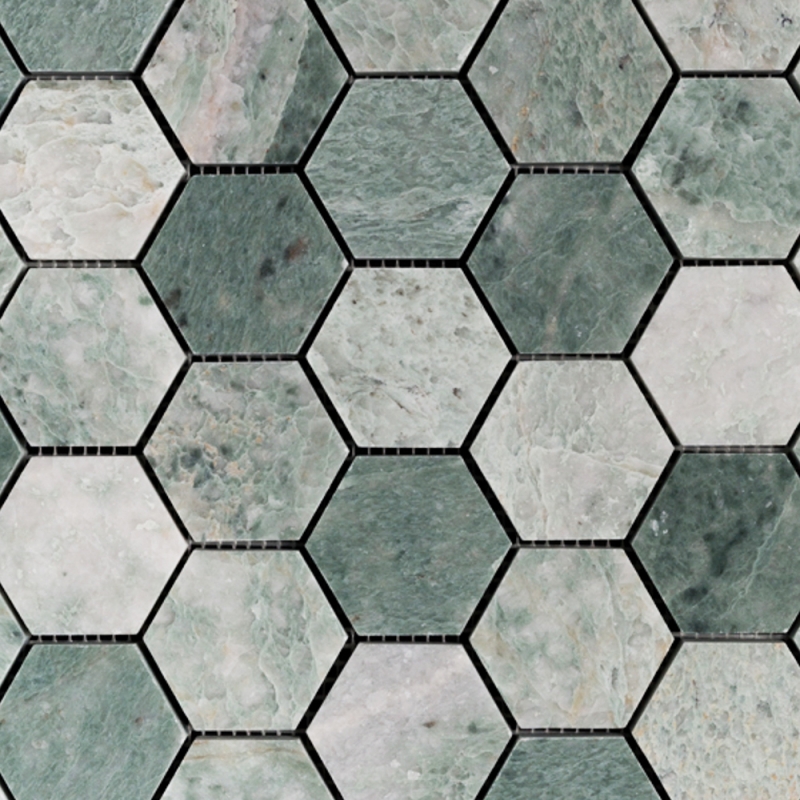 Green Celeste Hexagon Honed Marble Mosaic Tile 48x48