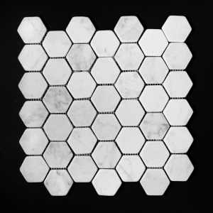 Carrara Hexagon Tumbled Marble Mosaic Tile 48x48