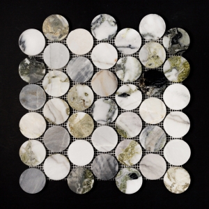 Ice Green Penny Round Honed Marble Mosaic Tile 48x48
