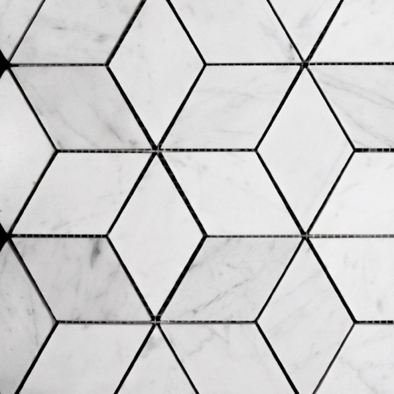 Carrara Diamond Cube Honed Marble Mosaic Tile 55x95