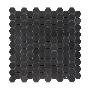 Nero Marquina Hexagon Honed Marble Mosaic Tile 25x25