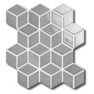 Cottage Grey Diamond Cube Natural Porcelain Mosaic Tile