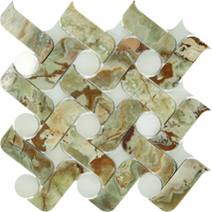 Ark Green Onyx & White Onyx Natural Stone Mosaic Tile