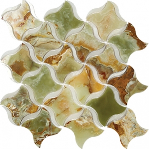 Nebula Green Onyx & White Onyx Natural Stone Mosaic Tile