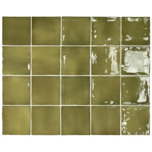 Manacor Basil Green Gloss Non Rectified Ceramic Tile 100x100