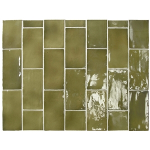 Manacor Basil Green Gloss Non Rectified Ceramic Tile 150x75