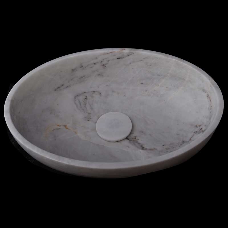 Persian White Honed Oval Basin Marble 4038