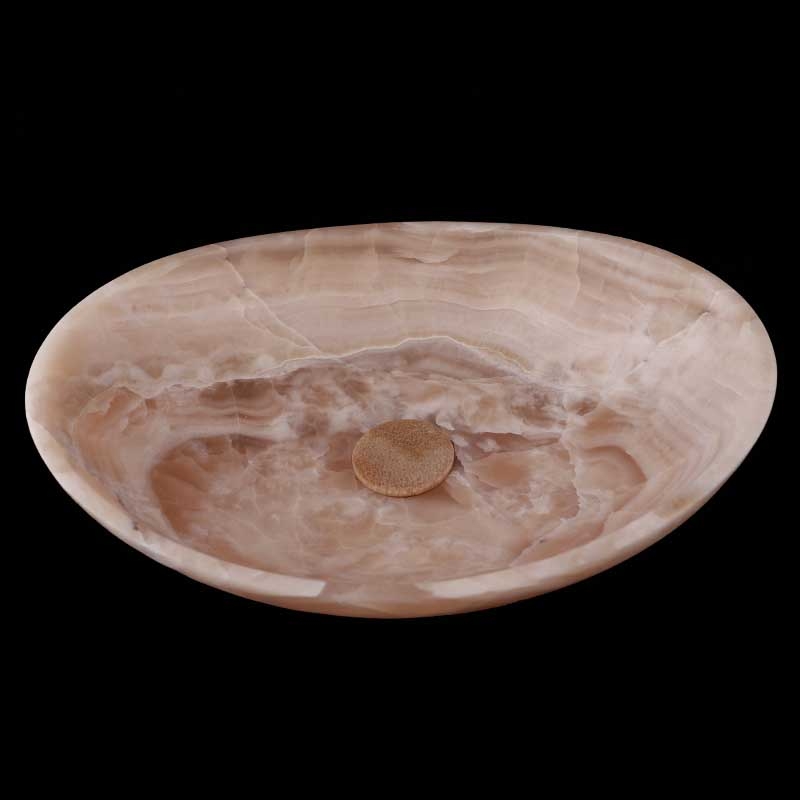Honey Onyx Honed Oval Concave Design Basin 4044 With Matching Stone Pop-Up Waste