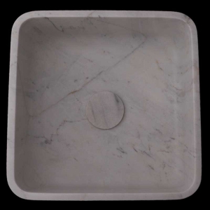 Persian White Honed Square Basin Marble 4042