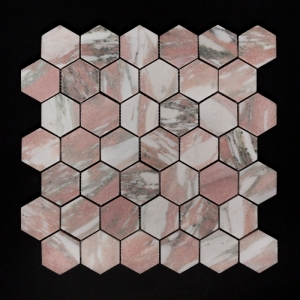 Norwegian Rose Hexagon Honed Marble Mosaic Tile