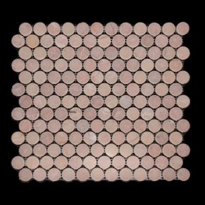 Pastel Pink Penny Round Tumbled Marble Mosaic Tile 23x23