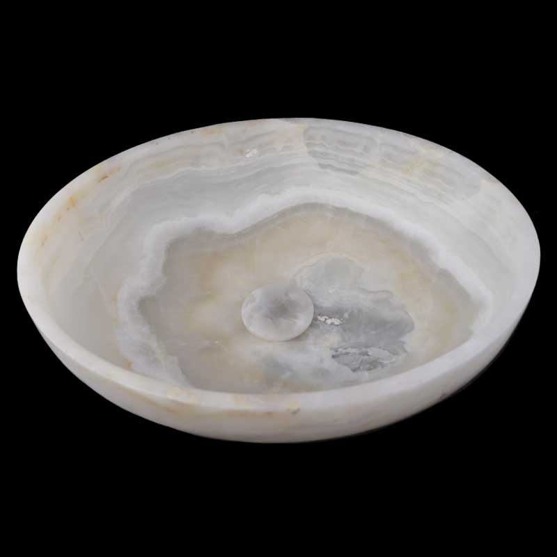 Green Onyx Honed Oval Basin 3866 With Matching Stone Pop-Up Waste