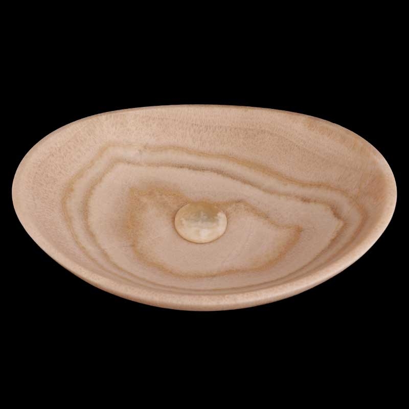 Honey Onyx Honed Oval Concave Design Basin 4263 With Matching Pop-Up Waste