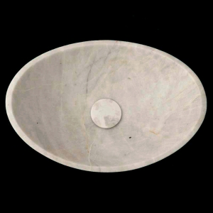 Bianca Luminous Honed Oval Concave Design Marble Basin 4132