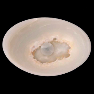 White Onyx Honed Oval Concave Design Basin 4143