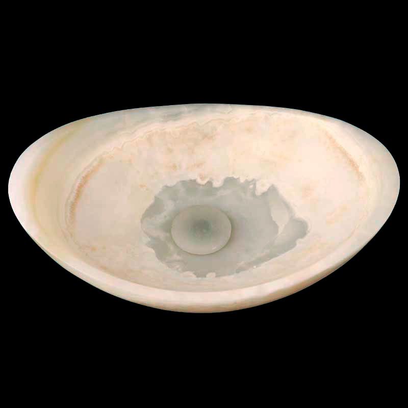 Green Onyx Honed Oval Concave Design Basin 4144 With Matching Pop-Up Waste