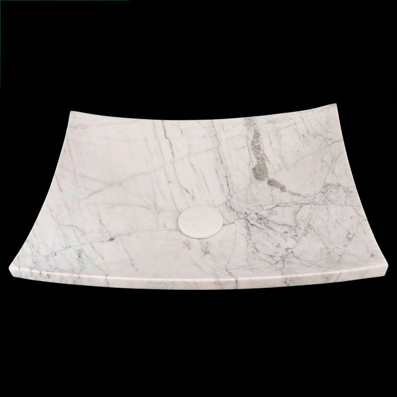 Persian White Honed Plate Design Basin Marble 4200 With Matching Stone Pop-Up Waste