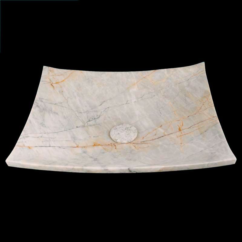 Persian White Honed Plate Design Basin Marble 4201 With Matching Stone Pop-Up Waste