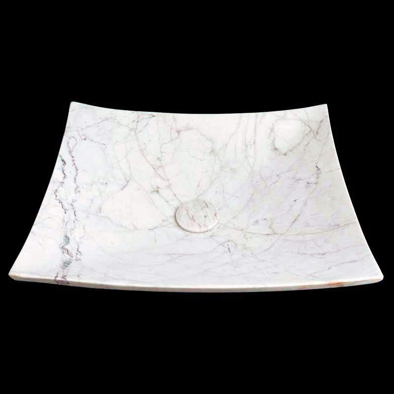 Persian White Honed Plate Design Basin Marble 4467 With Matching Stone Pop-Up Waste