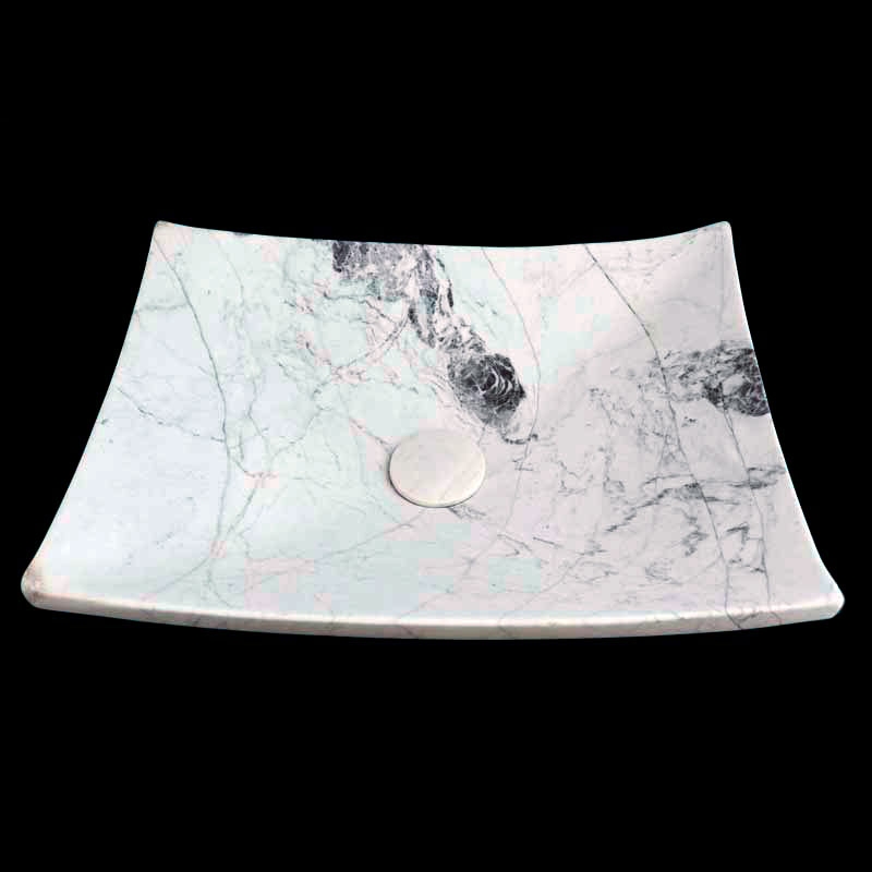 Persian White Honed Plate Design Basin Marble 4468 With Matching Stone Pop-Up Waste