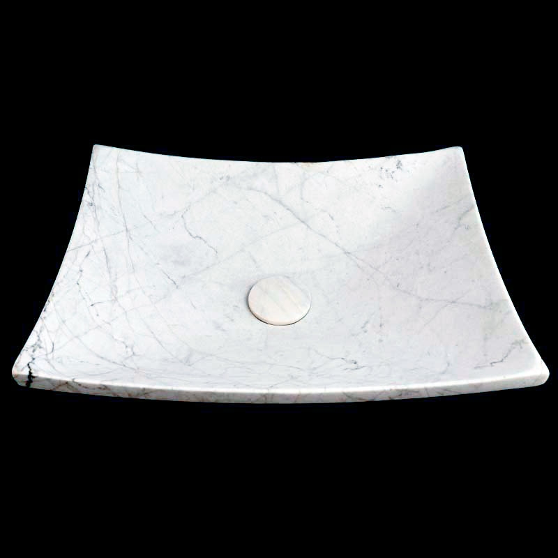Persian White Honed Plate Design Basin Marble 4472 With Matching Stone Pop-Up Waste