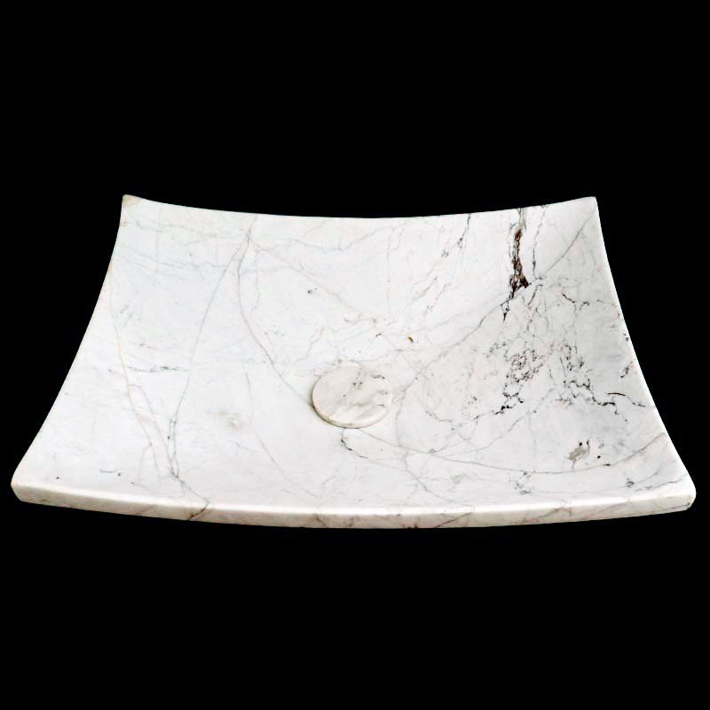 Persian White Honed Plate Design Basin Marble 4473 With Matching Stone Pop-Up Waste
