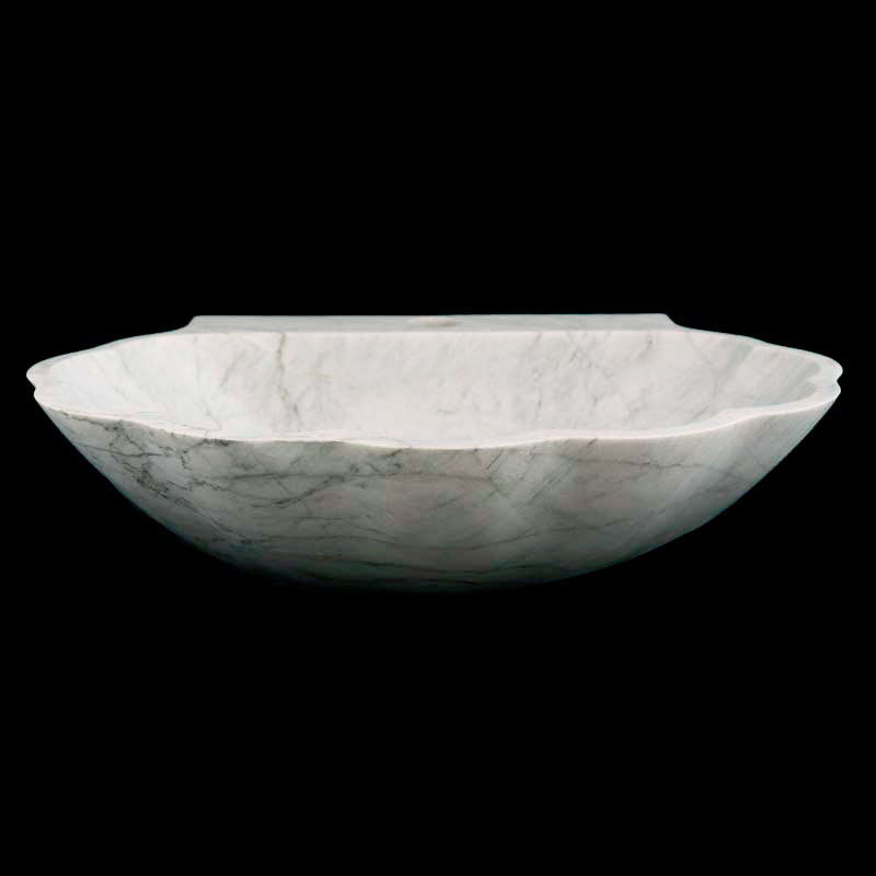 Persian White Honed Oyster Design Basin Marble 4357