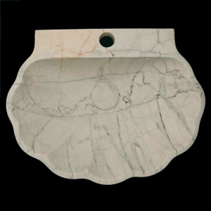 Persian White Honed Oyster Design Basin Marble 4358