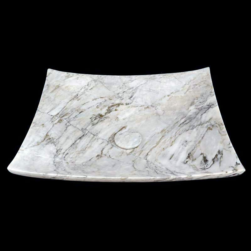 Persian White Honed Plate Design Basin Marble 4175 With Matching Pop-Up Waste