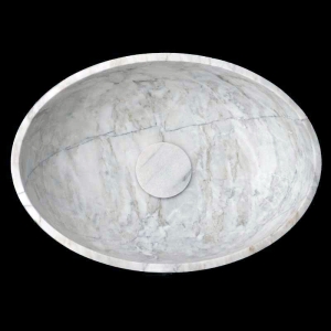 Persian White Honed Oval Basin Marble 4043