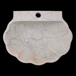 Persian White Honed Oyster Design Basin Marble...