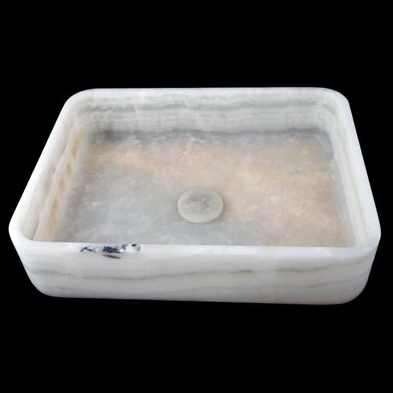Green Onyx Honed Rectangle Basin 3830 With Matching Stone Pop-Up Waste