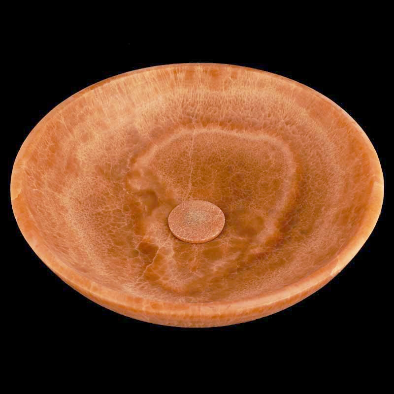 Chocolate Onyx Honed Round Basin 4708 With Matching Stone Pop-Up Waste
