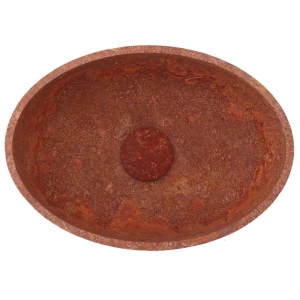 Rosso Honed Oval Basin Travertine 4034 With Matching Stone Pop-Up Waste